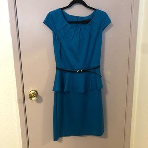 Teal peplum dress w/ belt
